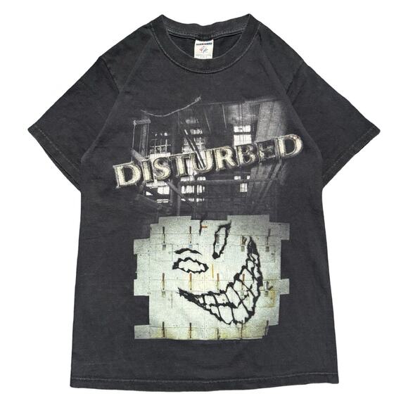 Vintage 2008 Disturbed Heavy Metal Band Graphic T Shirt Big Print Mens S - Picture 1 of 6
